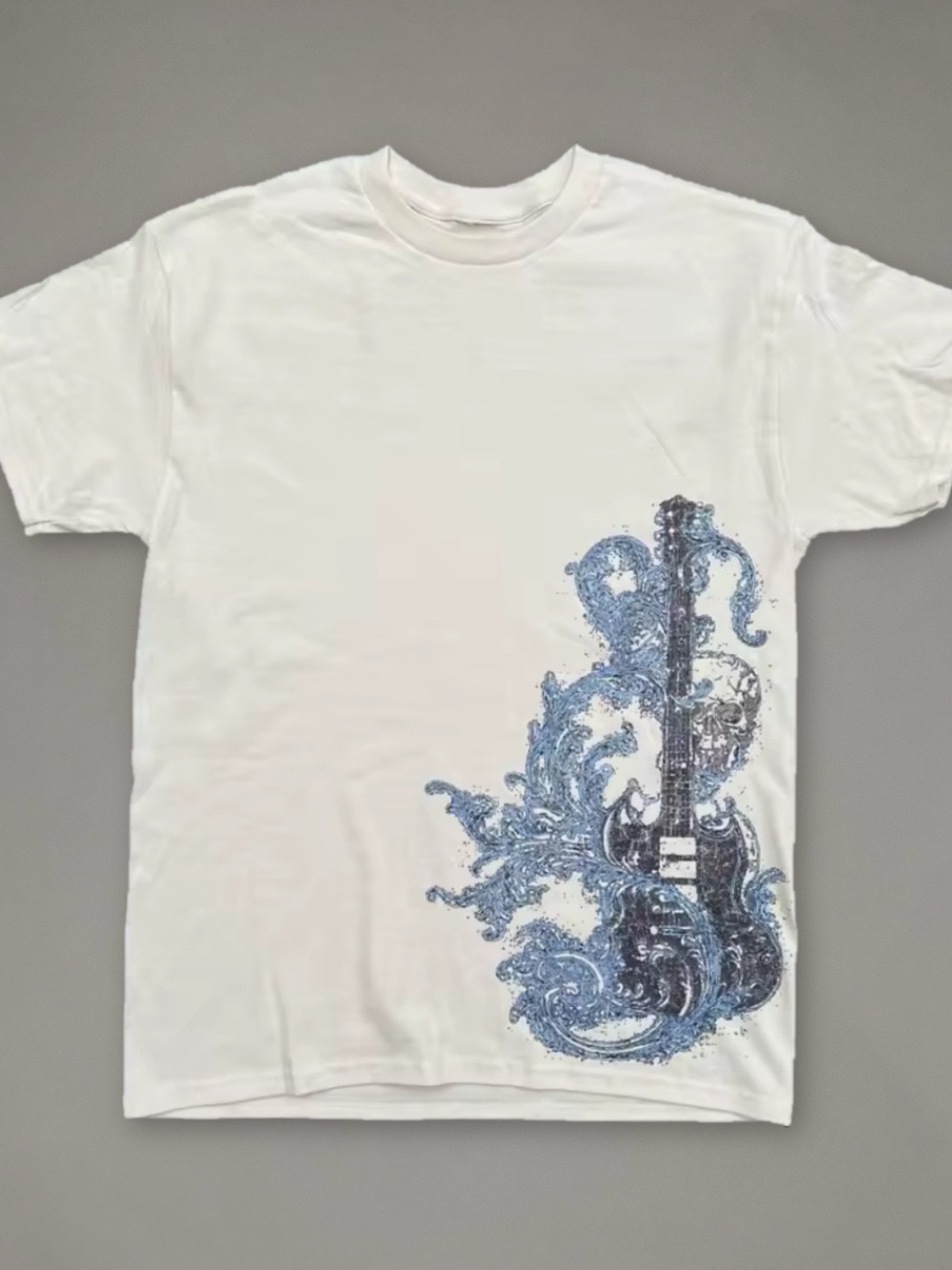 Men’s White Guitar Graphic Short Sleeve Tee